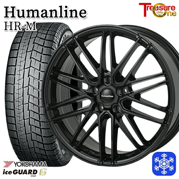 215/55R18 エクストレイル MPV 2021~2022年製 ヨコハマ アイスガード IG60 トレジャーワン ヒューマンライン HRM BK 18インチ 7.5J 5H114.3 送料無料 冬タイヤホイール4本セット