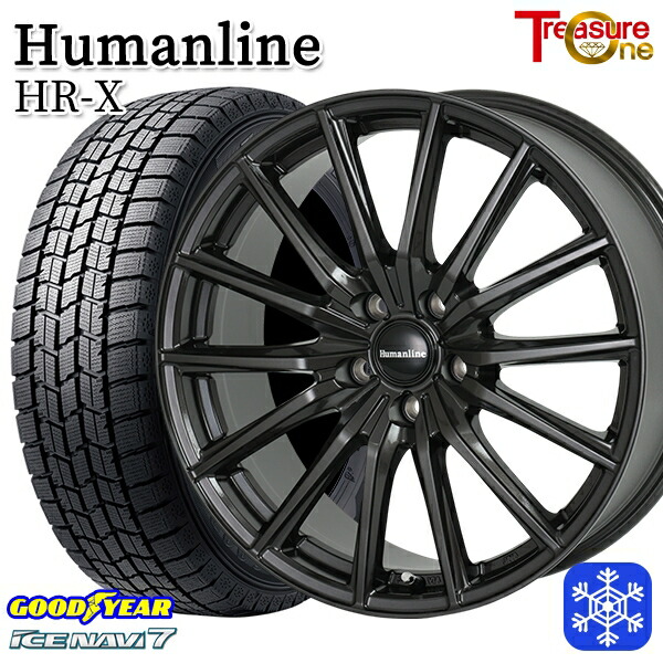 235/50R18 アルファード ヴァルファイア 2023～2024年製 グッドイヤー アイスナビ7 NAVI7 トレジャーワン ヒューマンライン HRX TB 18インチ 7.5J 5H114.3 送料無料 冬タイヤホイール4本セット