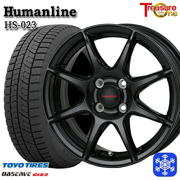 175/65R14 ヴィッツ デミオ 2023～2024年製 トーヨー オブザーブ ギズ2 トレジャーワン ヒューマンライン HS023 BK 14インチ 5.5J 4H100 送料無料 冬タイヤホイール4本セット
