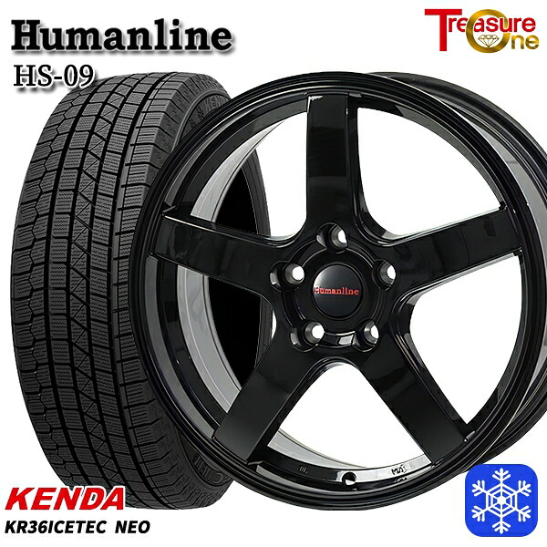 235/55R18 RAV4 NX 2023年製 ケンダ アイステックネオ KR36 トレジャーワン ヒューマンライン HS09 BK 18インチ 7.0J 5H114.3 スタッドレスタイヤホイール4本セット｜格安タイヤホイールジャストパーツ