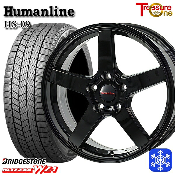 225/60R18 RAV4 レガシィアウントバック 2025年製 ブリヂストン ブリザック WZ1 トレジャーワン ヒューマンライン HS09 BK 18インチ 8.0J 5H114.3+38 送料無料 冬タイヤホイール4本セット