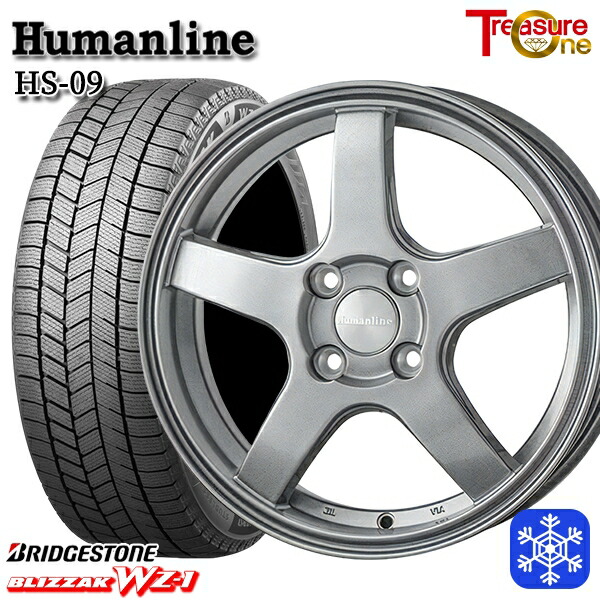185/60R16 アクア デミオ ノート 2025年製 ブリヂストン ブリザック WZ1 トレジャーワン ヒューマンライン HS09 DG 16インチ 6.0J 4H100 送料無料 冬タイヤホイール4本セット