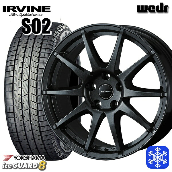 MINI(F55/F56) 175/65R15 2025~2026年製 ヨコハマ アイスガード8 IG80 Weds アーヴィン S02 GM 15インチ 6.0J 5H112+45 スタッドレスタイヤホイール4本セット|格安タイヤホイールジャストパーツ