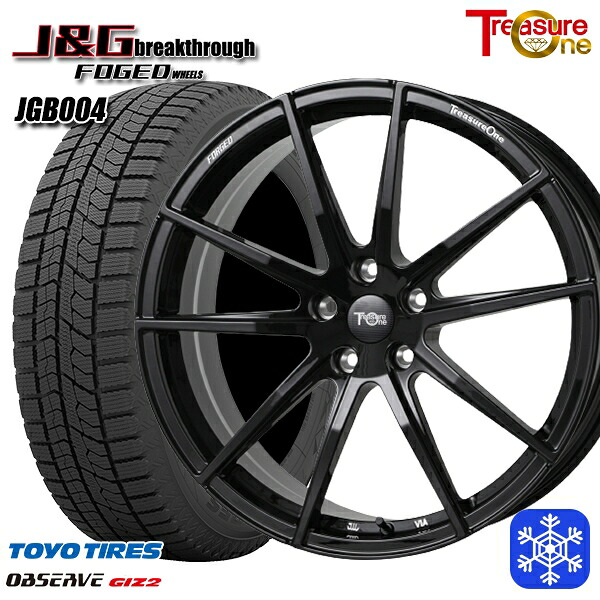 225/55R19 ハリアー CX5 CX8 2025年製 トーヨー オブザーブ ギズ2 トレジャーワン 鍛造 J&G ブレイクスルー JGB004 BK 19インチ 8.0J 5H114.3 スタッドレスタイヤホイール4本セット|格安タイヤホイールジャストパーツ