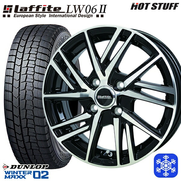 165/65R14 ハスラー ソリオ 2025年製 ダンロップ ウィンターマックス WM02 HotStuff ラフィット LW06-2 BK/P 14インチ 4.5J 4H100 スタッドレスタイヤホイール4本セット｜格安タイヤホイールジャストパーツ