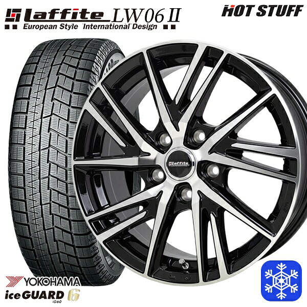 225/60R17 インプレッサ フォレスター 2023~2024年製 ヨコハマ アイスガード IG60 HotStuff ラフィット LW06-2 BK/P 17インチ 7.0J 5H100 スタッドレスタイヤホイール4本セット|格安タイヤホイールジャストパーツ