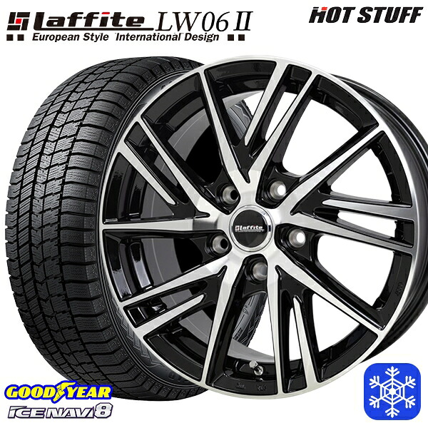 225/60R17 インプレッサ フォレスター 2024~2025年製 グッドイヤー アイスナビ8 NAVI8 HotStuff ラフィット LW06-2 BK/P 17インチ 7.0J 5H100 スタッドレスタイヤホイール4本セット|格安タイヤホイールジャストパーツ