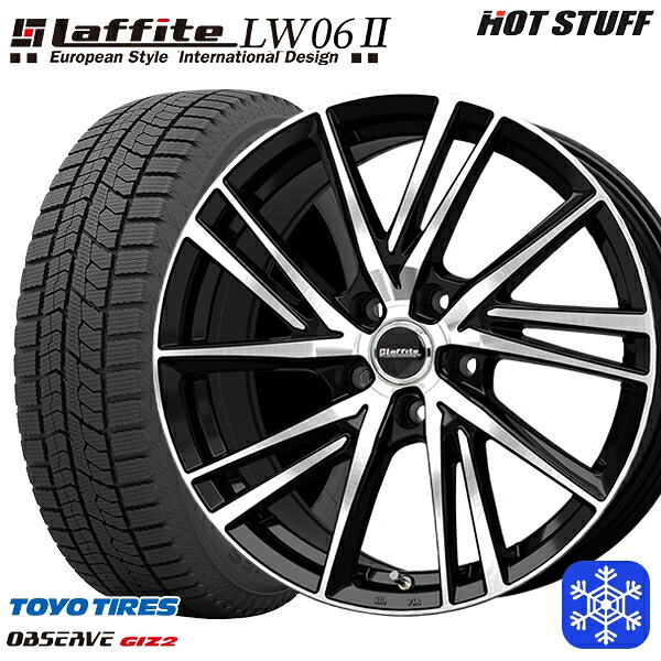 215/45R18 キックス マツダ3 2025年製 トーヨー オブザーブ ギズ2 HotStuff ラフィット LW06-2 BK/P 18インチ 7.0J 5H114.3 スタッドレスタイヤホイール4本セット|格安タイヤホイールジャストパーツ