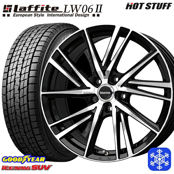 225/55R18 デリカD5 エクストレイル 2025年製 グッドイヤー アイスナビSUV HotStuff ラフィット LW06-2 BK/P 18インチ 8.0J 5H114.3 スタッドレスタイヤホイール4本セット|格安タイヤホイールジャストパーツ