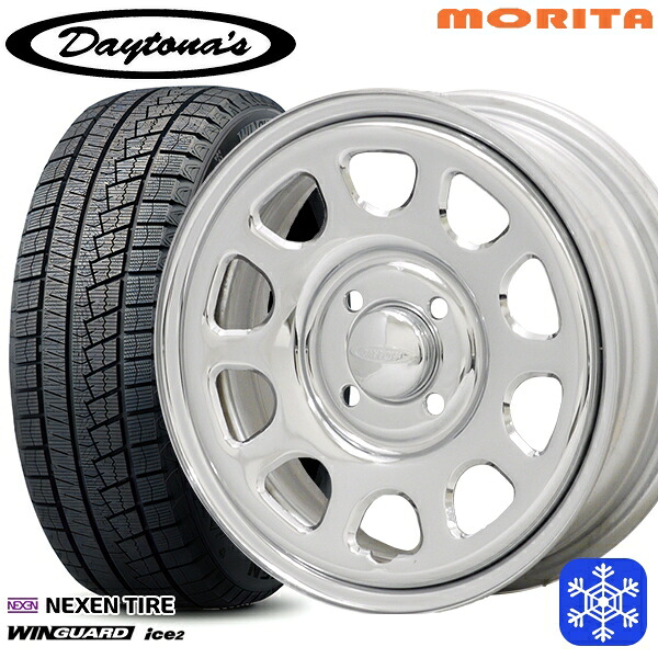 165/55R14 モコ ルークス 2025年製 ネクセン ウィンガードアイス2 MRT DAYTONA'S G2 デイトナズ クローム 14インチ 5.0J 4H100+42 送料無料 冬タイヤホイール4本セット