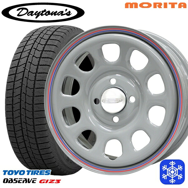 145/80R13 モコ タント ミラ ムーヴ 2024～2025年製 トーヨー オブザーブ ギズ3 MRT DAYTONA'S G2 デイトナズ グレー 13インチ 4.5J 4H100+40 送料無料 冬タイヤホイール4本セット