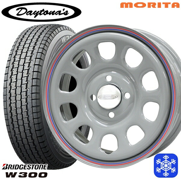 145/80R12 80/78N 2024～2025年製 ブリヂストン W300 MRT DAYTONA'S G2 デイトナズ グレー 12インチ 4.0J 4H100+42 送料無料 冬タイヤホイール4本セット