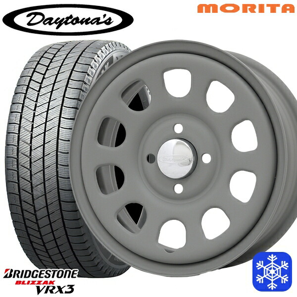 155/70R13 クリッパーリオ スクラムワゴン 2024~2025年製 ブリヂストン ブリザック VRX3 MRT DAYTONA'S G2 デイトナズ マットグレー 13インチ 4.5J 4H100+40 スタッドレスタイヤホイール4本セット|格安タイヤホイールジャストパーツ