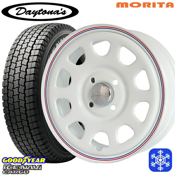 145R12 6PR （145/80R12） 2024～2025年製 グッドイヤー アイスナビカーゴ MRT DAYTONA'S G2 デイトナズ ホワイト 12インチ 4.0J 4H100+42 送料無料 冬タイヤホイール4本セット