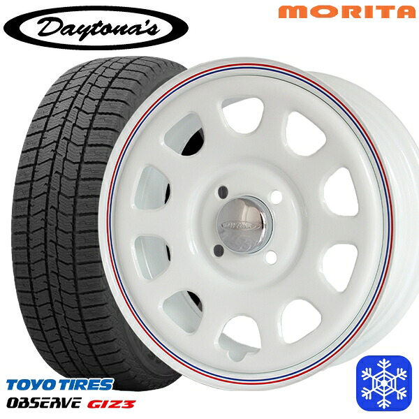 145/80R13 モコ タント ミラ ムーヴ 2024～2025年製 トーヨー オブザーブ ギズ3 MRT DAYTONA'S G2 デイトナズ ホワイト 13インチ 4.5J 4H100+40 送料無料 冬タイヤホイール4本セット