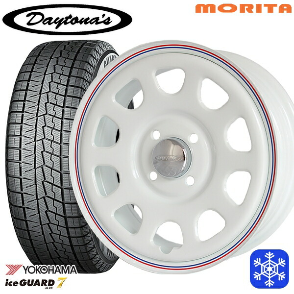 165/55R15 N-BOX タント 2024～2025年製 ヨコハマ アイスガード7 IG70 MRT DAYTONA'S G2 デイトナズ ホワイト 15インチ 5.0J 4H100+45 送料無料 冬タイヤホイール4本セット