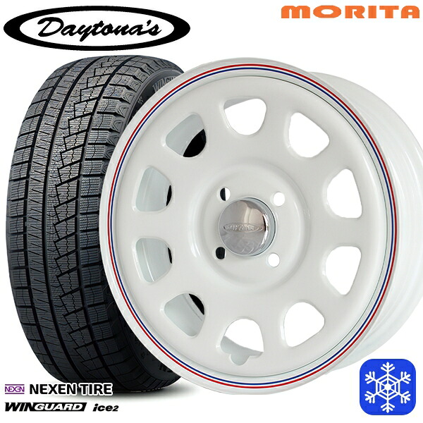 165/55R14 モコ ルークス 2025年製 ネクセン ウィンガードアイス2 MRT DAYTONA'S G2 デイトナズ ホワイト 14インチ 5.0J 4H100+42 スタッドレスタイヤホイール4本セット｜格安タイヤホイールジャストパーツ