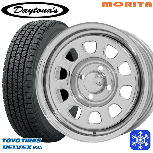 155/80R14 プロボックス サクシード 2021～2022年製 トーヨー デルベックス 935 MRT DAYTONA'S デイトナズ クローム 14インチ 6.0J 4H100+30 送料無料 冬タイヤホイール4本セット