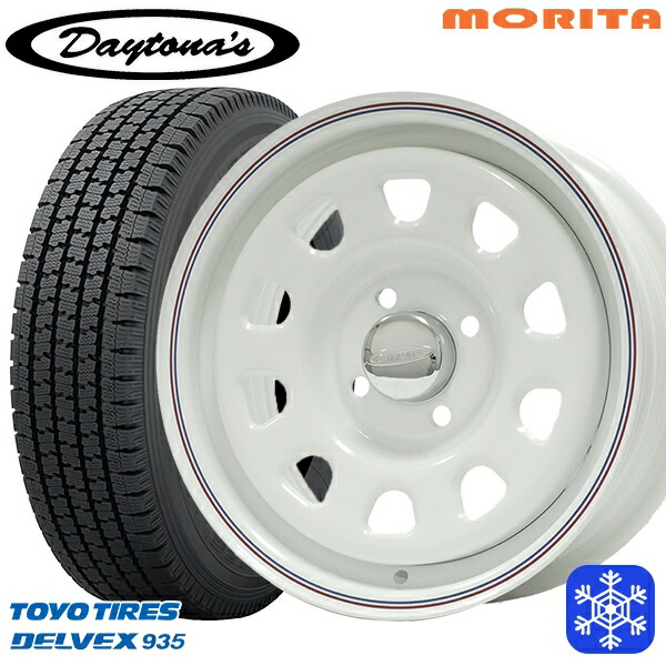 155/80R14 プロボックス サクシード 2021～2022年製 トーヨー デルベックス 935 MRT DAYTONA'S デイトナズ ホワイト 14インチ 6.0J 4H100+30 送料無料 冬タイヤホイール4本セット