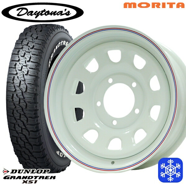 215/70R16 100/97N シエラ ノマド 2024～2025年製 ダンロップ グラントレック XS1 ホワイトレター MRT DAYTONA'S デイトナズ ホワイト 16インチ 6.0J 5H139.7±0 送料無料 冬タイヤホイール4本セット