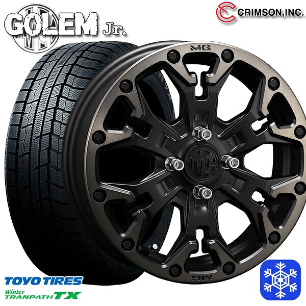 165/65R14 ハスラー ソリオ 2024~2025年製 トーヨー ウィンター トランパス TX クリムソン MG ゴーレムJr. マットブラッククリア 14インチ 4.5J 4H100 スタッドレスタイヤホイール4本セット|格安タイヤホイールジャストパーツ