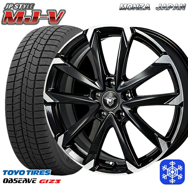 225/50R17 アテンザスポーツ エスティマ 2024～2025年製 トーヨー オブザーブ ギズ3 MONZA JPスタイル MJ-V BM/P 17インチ 7.0J 5H114.3 スタッドレスタイヤホイール4本セット｜格安タイヤホイールジャストパーツ