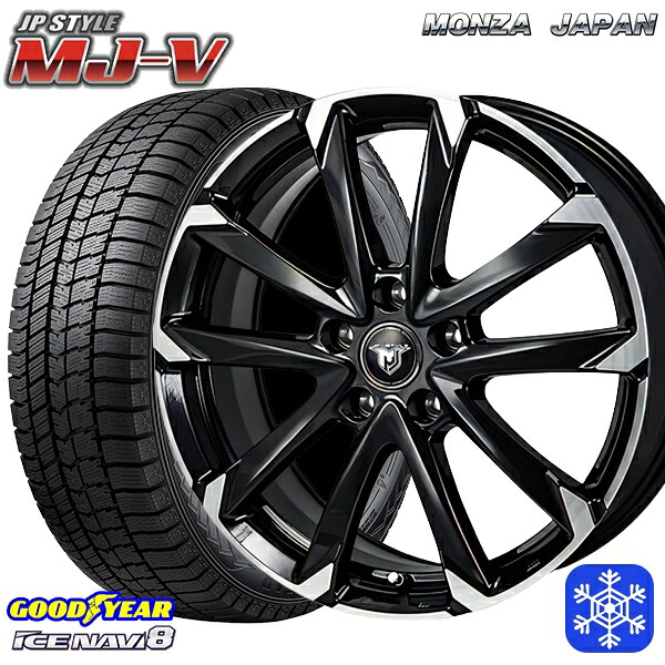 195/60R17 60系プリウス 2024~2025年製 グッドイヤー アイスナビ8 NAVI8 MONZA JPスタイル MJ-V BM/P 17インチ 7.0J 5H114.3 スタッドレスタイヤホイール4本セット|格安タイヤホイールジャストパーツ