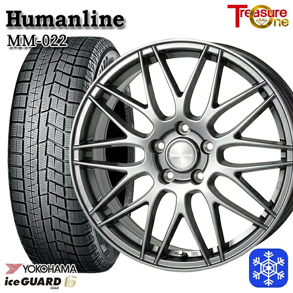 215/55R17 カムリ ヴェゼル 2023～2024年製 ヨコハマ アイスガード IG60 トレジャーワン ヒューマンライン MM022 DG 17インチ 7.0J 5H114.3 送料無料 冬タイヤホイール4本セット