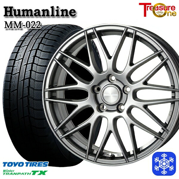 215/50R18 ヤリスクロス ジューク 2022~2023年製 トーヨー ウィンタートランパス TX トレジャーワン ヒューマンライン MM022 DG 18インチ 7.5J 5H114.3 送料無料 冬タイヤホイール4本セット