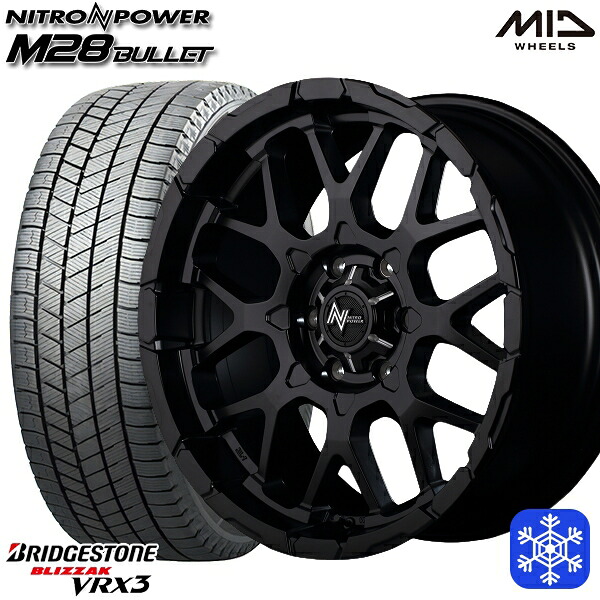 215/60R17 96Q ハイエース ※車検非対応 2025年製 ブリヂストン ブリザック VRX3 MID ナイトロパワー M28バレット セミグロスブラック 17インチ 6.5J 6H139.7 スタッドレスタイヤホイール4本セット|格安タイヤホイールジャストパーツ