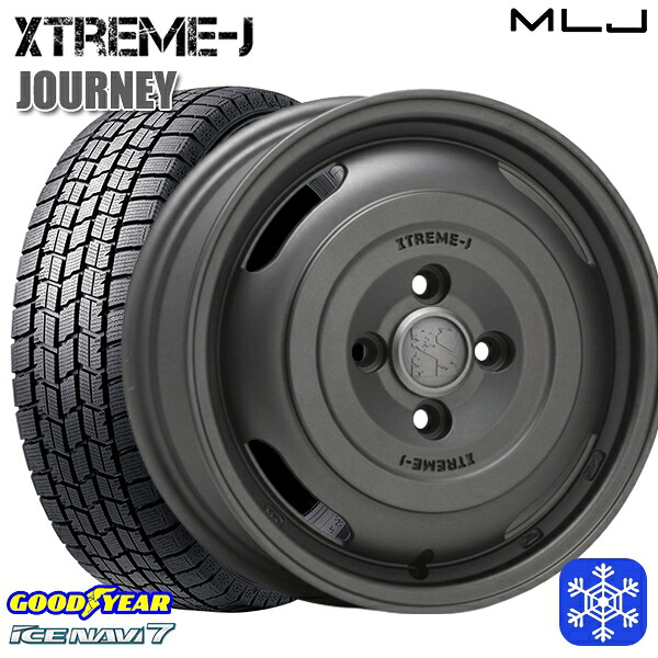 165/55R14 モコ ルークス 2024～2025年製 グッドイヤー アイスナビ7 NAVI7 MLJ エクストリームJ ジャーニー ガンブラック 14インチ 4.5J 4H100 スタッドレスタイヤホイール4本セット｜格安タイヤホイールジャストパーツ