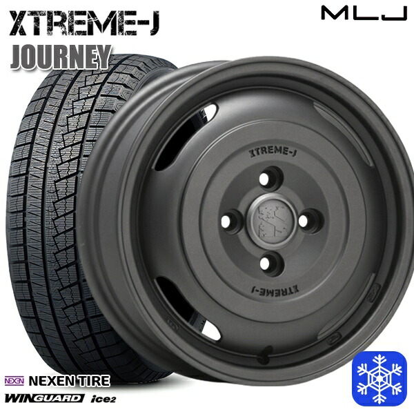 165/55R14 モコ ルークス 2025年製 ネクセン ウィンガードアイス2 MLJ エクストリームJ ジャーニー ガンブラック 14インチ 4.5J 4H100 スタッドレスタイヤホイール4本セット｜格安タイヤホイールジャストパーツ 53,280円