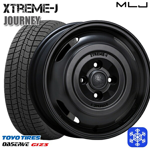 155/65R14 N-BOX タント 2024～2025年製 トーヨー オブザーブ ギズ3 MLJ エクストリームJ ジャーニー サテンブラック 14インチ 4.5J 4H100 送料無料 冬タイヤホイール4本セット