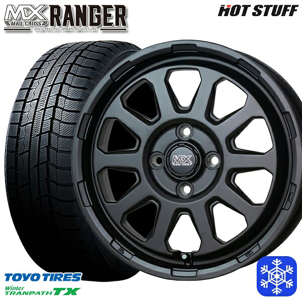 165/60R15 ハスラー ソリオ 2023～2024年製 トーヨー ウィンター トランパス TX HotStuff マッドクロス レンジャー マットブラック 15インチ 4.5J 4H100 送料無料 冬タイヤホイール4本セット