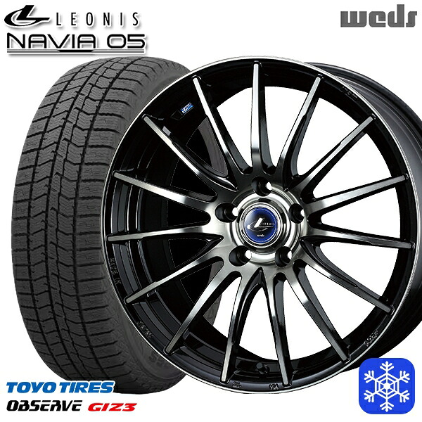 225/65R17 ハリアー RAV4 2024～2025年製 トーヨー オブザーブ ギズ3 Wedd ウェッズ レオニス ナヴィア05 BPB 17インチ 7.0J 5H114.3 送料無料 冬タイヤホイール4本セット