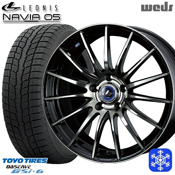 215/70R16 100Q デリカD5 2024～2025年製 トーヨー オブザーブ GSi6 Wedd ウェッズ レオニス ナヴィア05 BPB 16インチ 6.5J 5H114.3 114.3 スタッドレスタイヤホイール4本セット｜格安タイヤホイールジャストパーツ