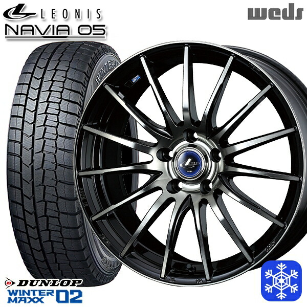 235/50R18 101T XL アルファード ヴァルファイア 2024～2025年製 ダンロップ ウィンターマックス WM02 ■ Wedd ウェッズ レオニス ナヴィア05 BPB 18インチ 8.0J 5H114.3 スタッドレスタイヤホイール4本セット｜格安タイヤホイールジャストパーツ
