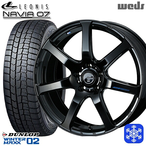 235/50R18 101T XL アルファード ヴァルファイア 2024～2025年製 ダンロップ ウィンターマックス WM02 ■ Weds ウェッズ レオニス ナヴィア07 PBK 18インチ 8.0J 5H114.3 スタッドレスタイヤホイール4本セット｜格安タイヤホイールジャストパーツ