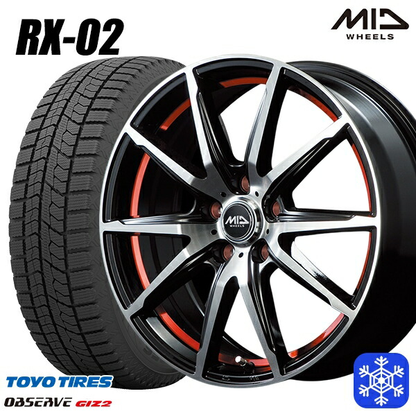 215/50R17 マツダ3 セレナ 2024～2025年製 トーヨー オブザーブ ギズ2 MID RX-02 RED 17インチ 7.0J 5H114.3 送料無料 冬タイヤホイール4本セット