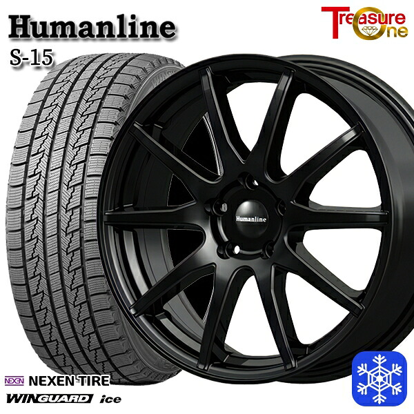 215/65R16 98Q アルファード ヴェルファイア 2024～2025年製 ネクセン ウィンガードアイス トレジャーワン ヒューマンライン S15 BK 16インチ 6.5J 5H114.3 スタッドレスタイヤホイール4本セット｜格安タイヤホイールジャストパーツ