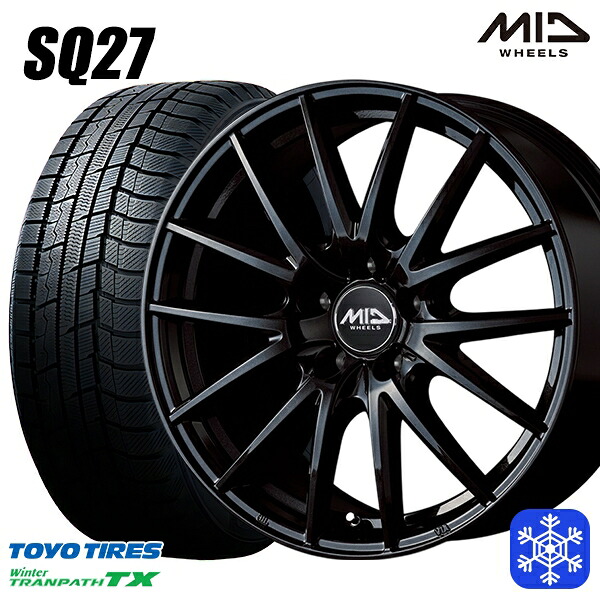 235/55R18 RAV4 NX 2023~2024年製 トーヨー ウィンタートランパス TX MID SQ27 ブラック 18インチ 8.0J 5H114.3 スタッドレスタイヤホイール4本セット|格安タイヤホイールジャストパーツ