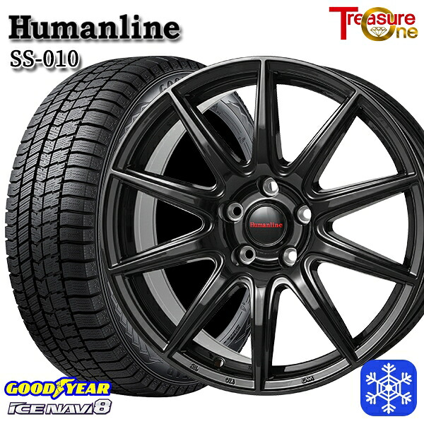 195/60R16 ウィッシュ イスト 数量限定 2021年製 グッドイヤー アイスナビ8 NAVI8 トレジャーワン ヒューマンライン SS010 BK 16インチ 6.5J 5H100 送料無料 冬タイヤホイール4本セット