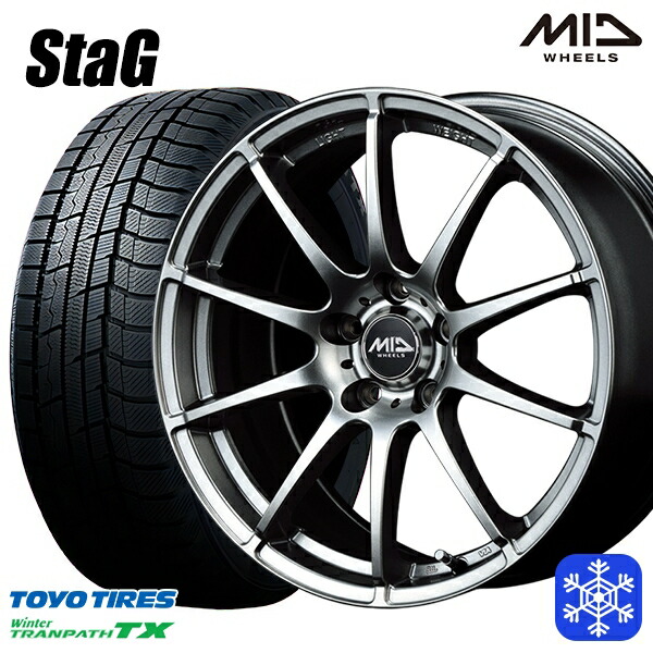 195/65R15 30/50プリウス インプレッサ 2024~2025年製 トーヨー ウィンター トランパス TX MID スタッグ メタリックグレー 15インチ 6.0J 5H100 スタッドレスタイヤホイール4本セット|格安タイヤホイールジャストパーツ
