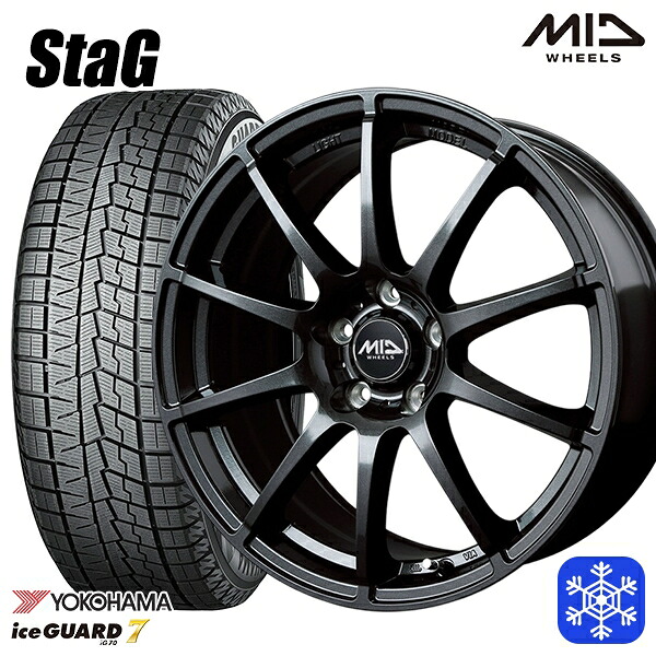 205/60R16 エスティマ マツダ3 2024~2025年製 ヨコハマ アイスガード7 IG70 MID スタッグ ストロングガンメタ 16インチ 6.5J 5H114.3 スタッドレスタイヤホイール4本セット|格安タイヤホイールジャストパーツ