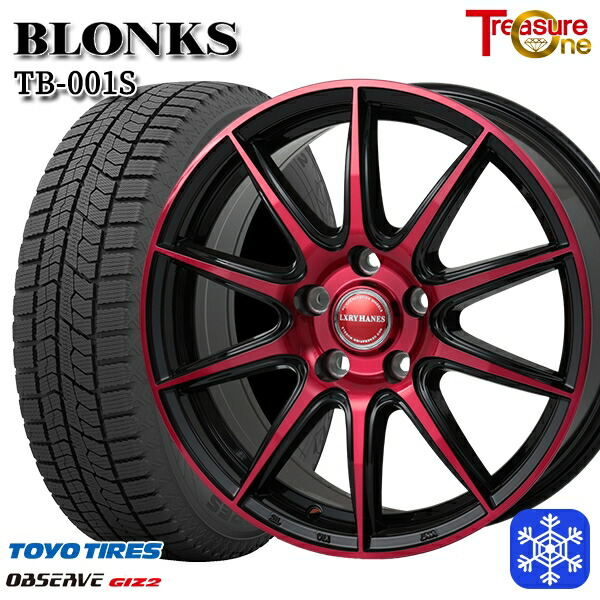 215/45R18 キックス マツダ3 2025年製 トーヨー オブザーブ ギズ2 レジャーワン ブロンクス TB001S BP/レッドクリア 18インチ 7.0J 5H114.3 スタッドレスタイヤホイール4本セット|格安タイヤホイールジャストパーツ