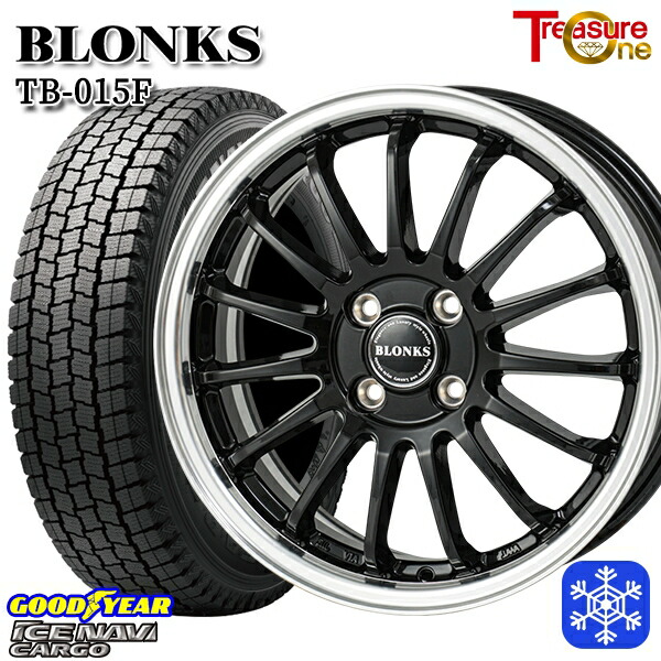 145R12 6PR （145/80R12） 2024～2025年製 グッドイヤー アイスナビカーゴ トレジャーワン ブロンクス TB015F BK/RP 12インチ 3.5J 4H100 送料無料 冬タイヤホイール4本セット