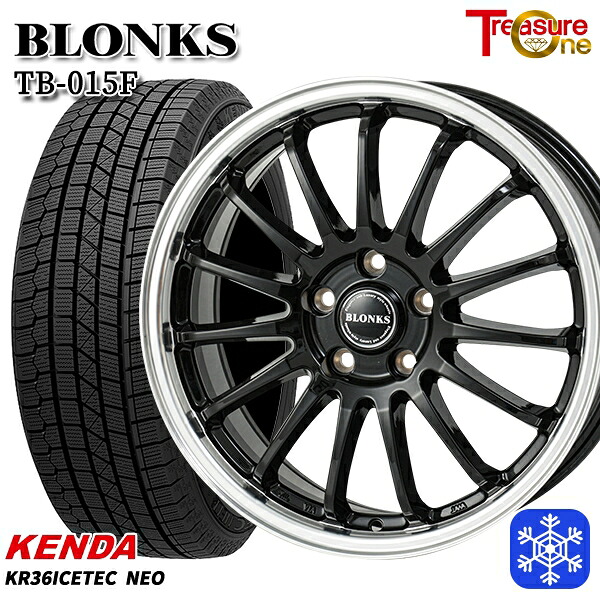 235/55R18 RAV4 NX 2023年製 ケンダ アイステックネオ KR36 トレジャーワン ブロンクス TB015F BK/RP 18インチ 7.0J 5H114.3 送料無料 冬タイヤホイール4本セット