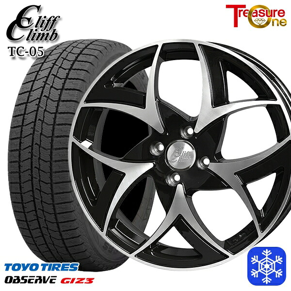 185/60R15 ヤリス ヴィッツ 2024～2025年製 トーヨー オブザーブ ギズ3 トレジャーワン クリフクライム TC05 BP 15インチ 5.5J 4H100 送料無料 冬タイヤホイール4本セット