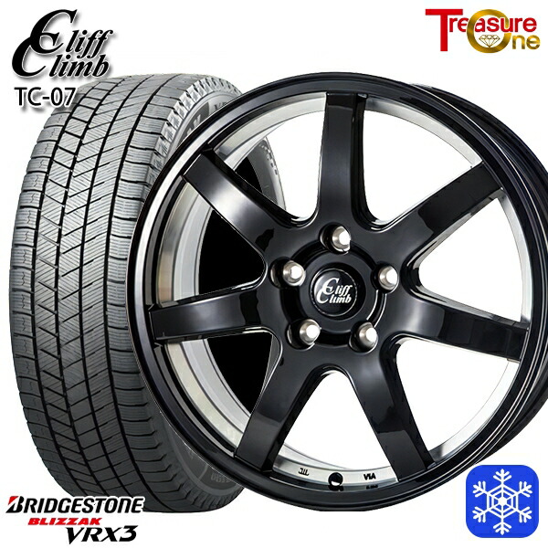 225/50R17 アテンザスポーツ エスティマ 2024~2025年製 ブリヂストン ブリザック VRX3 トレジャーワン クリフクライム TC07 BK 17インチ 7.0J 5H114.3 スタッドレスタイヤホイール4本セット|格安タイヤホイールジャストパーツ