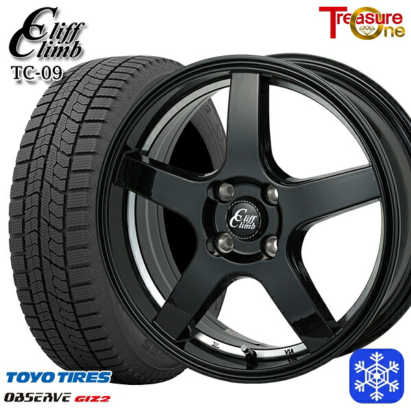 165/55R15 N-BOX タント 2024～2025年製 トーヨー オブザーブ ギズ2 トレジャーワン クリフクライム TC09 BK 15インチ 4.5J 4H100 送料無料 冬タイヤホイール4本セット